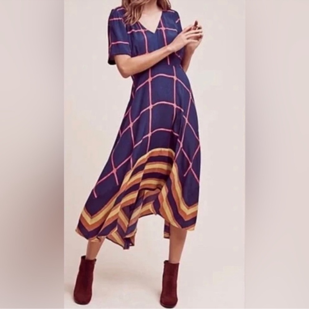 Anthropologie HD in Paris window pane handkerchief dress size 4